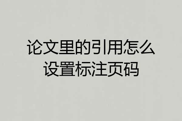 论文里的引用怎么设置标注页码
