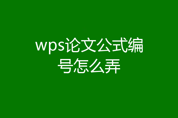 wps论文公式编号怎么弄