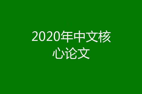 2020年中文核心论文