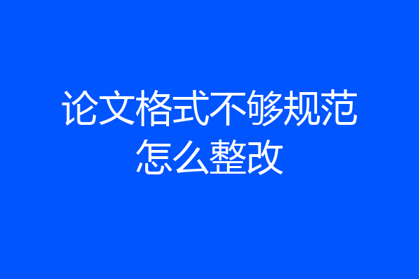 论文格式不够规范怎么整改