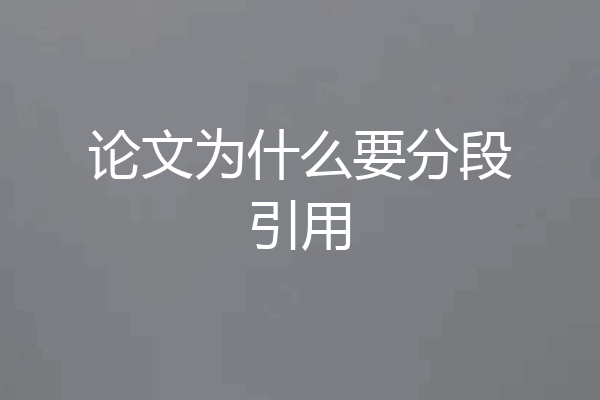 论文为什么要分段引用
