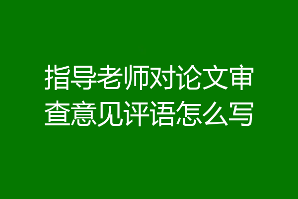 指导老师对论文审查意见评语怎么写