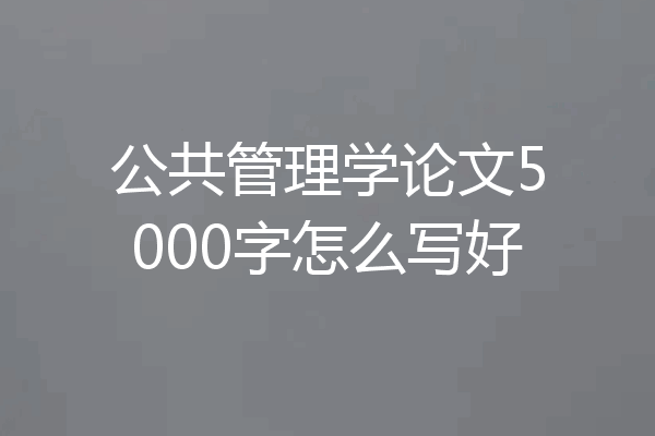 公共管理学论文5000字怎么写好