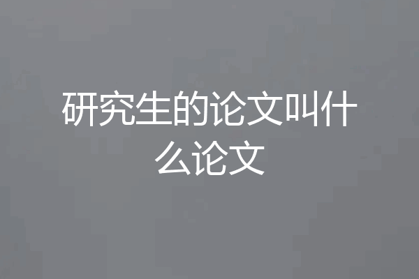 研究生的论文叫什么论文