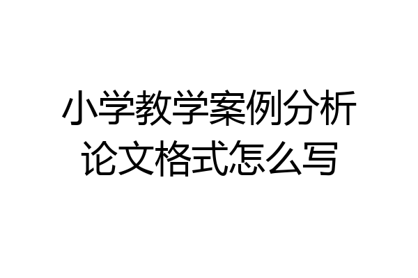 小学教学案例分析论文格式怎么写