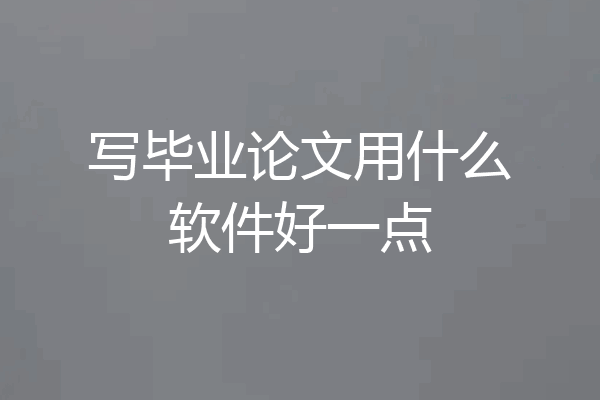 写毕业论文用什么软件好一点