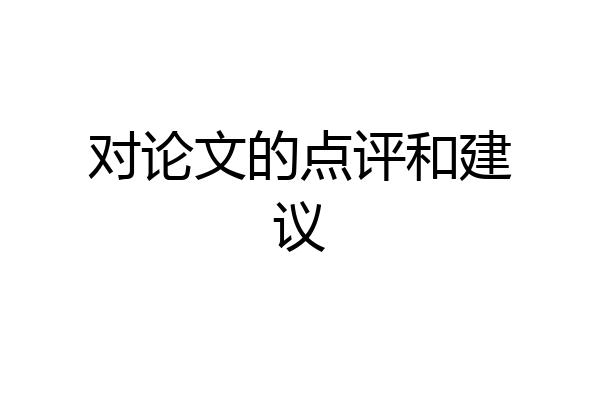 对论文的点评和建议