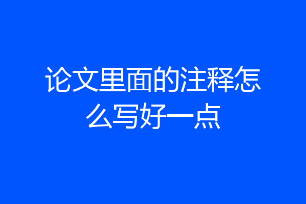 论文里面的注释怎么写好一点