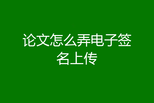 论文怎么弄电子签名上传