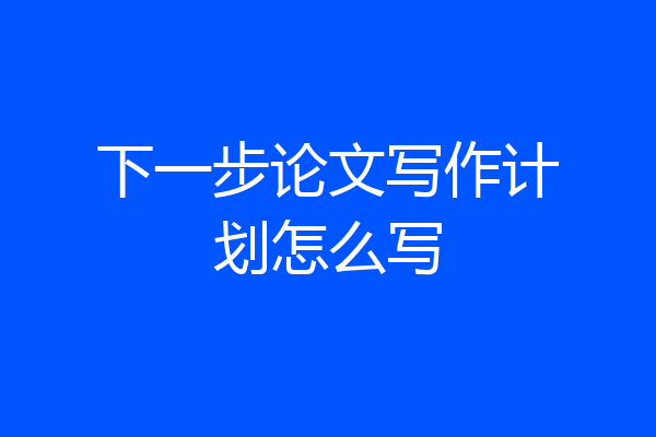 下一步论文写作计划怎么写