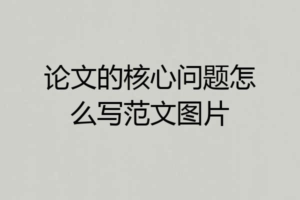 论文的核心问题怎么写范文图片