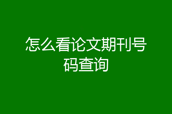 怎么看论文期刊号码查询