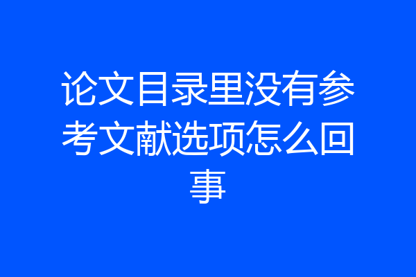 论文目录里没有参考文献选项怎么回事