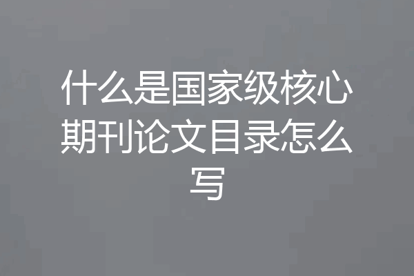 什么是国家级核心期刊论文目录怎么写