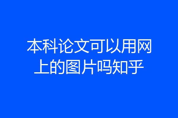 本科论文可以用网上的图片吗知乎