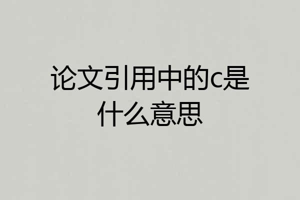 论文引用中的c是什么意思