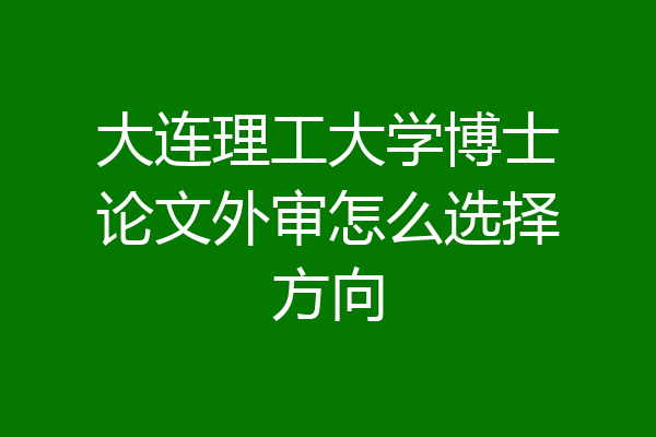 大连理工大学博士论文外审怎么选择方向