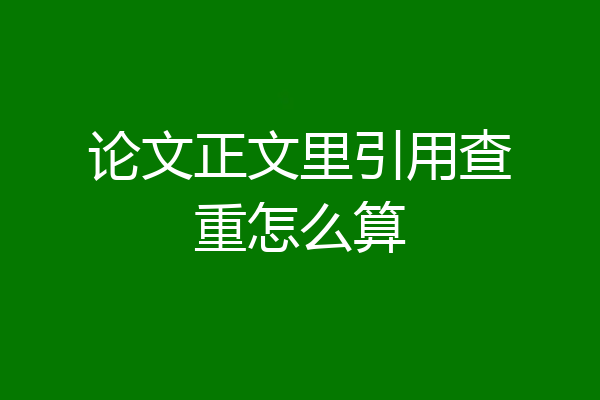 论文正文里引用查重怎么算