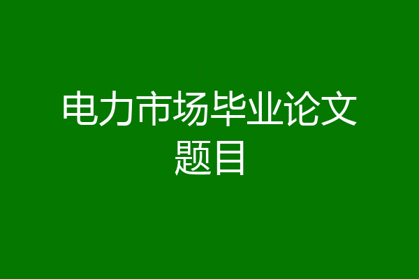 电力市场毕业论文题目