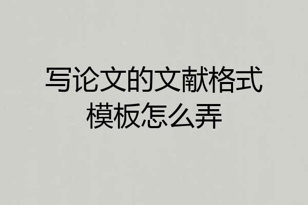 写论文的文献格式模板怎么弄