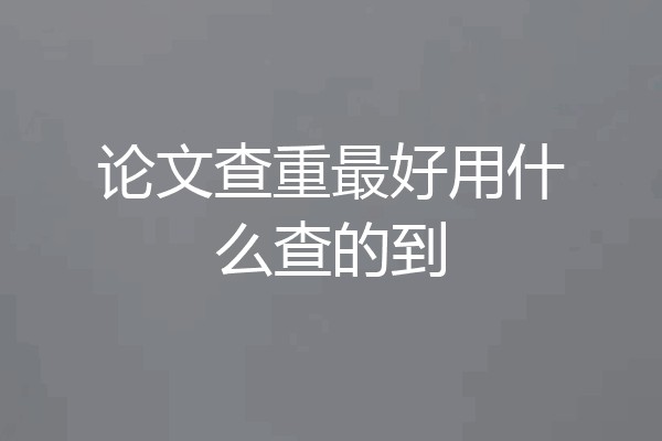 论文查重最好用什么查的到