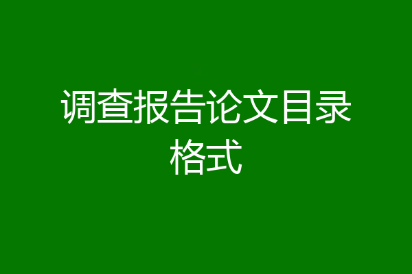 调查报告论文目录格式