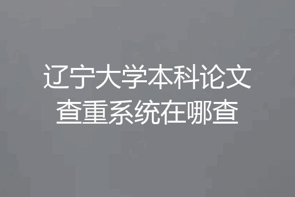 辽宁大学本科论文查重系统在哪查