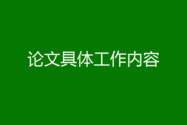 论文具体工作内容