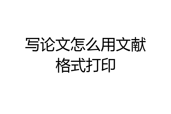 写论文怎么用文献格式打印