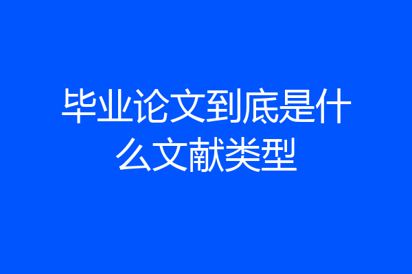毕业论文到底是什么文献类型