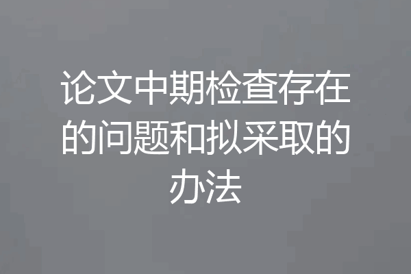 论文中期检查存在的问题和拟采取的办法