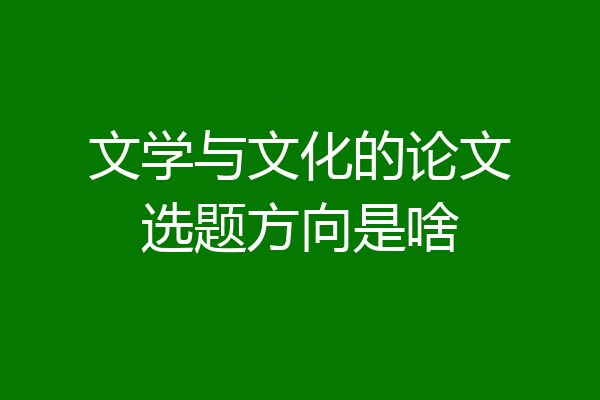 文学与文化的论文选题方向是啥