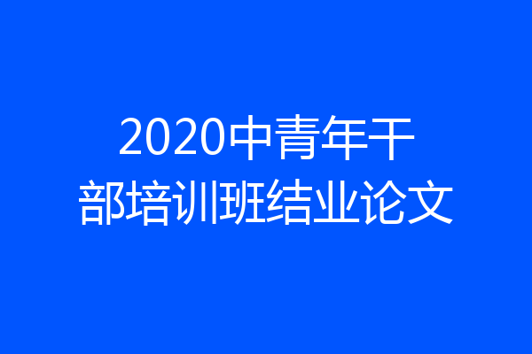 2020中青年干部培训班结业论文