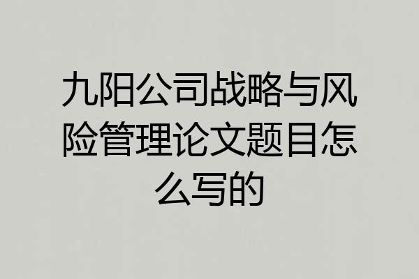 九阳公司战略与风险管理论文题目怎么写的