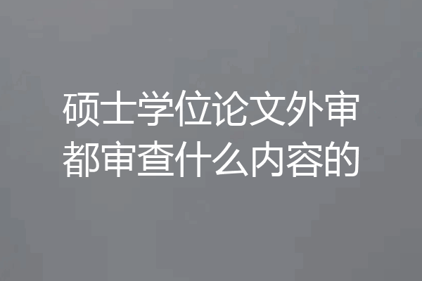 硕士学位论文外审都审查什么内容的