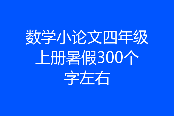数学小论文四年级上册暑假300个字左右