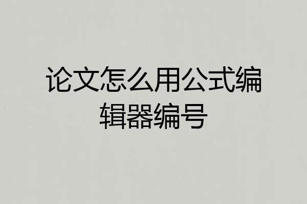 论文怎么用公式编辑器编号