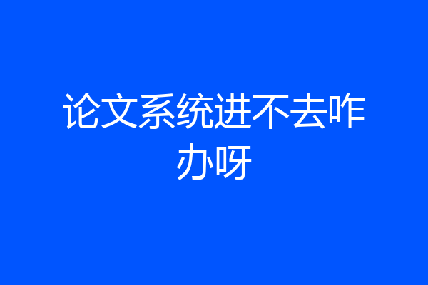 论文系统进不去咋办呀