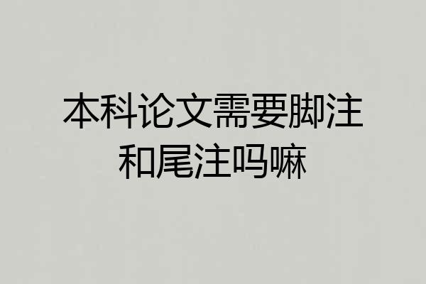 本科论文需要脚注和尾注吗嘛