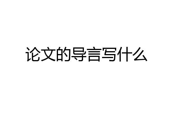 论文的导言写什么