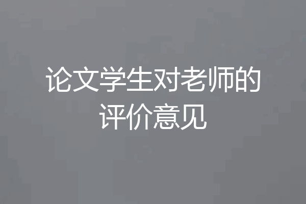 论文学生对老师的评价意见