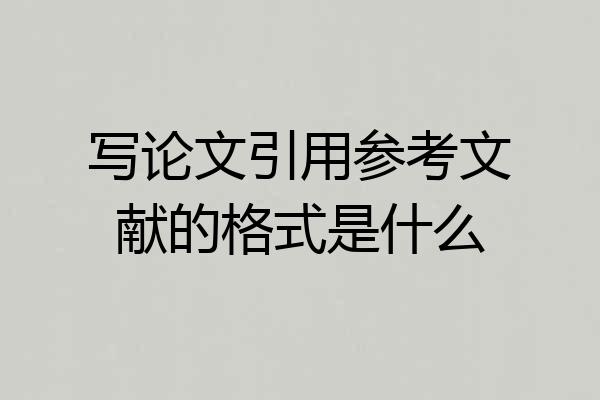 写论文引用参考文献的格式是什么