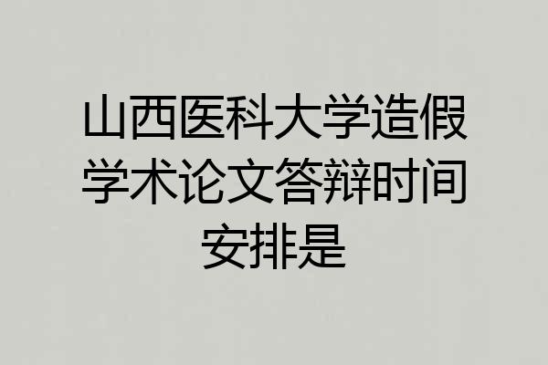 山西医科大学造假学术论文答辩时间安排是