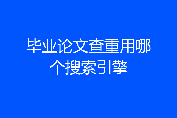 毕业论文查重用哪个搜索引擎