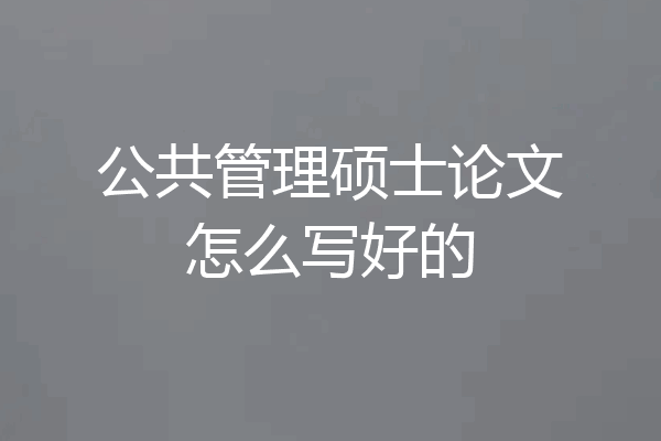 公共管理硕士论文怎么写好的