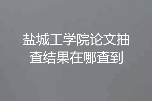 盐城工学院论文抽查结果在哪查到