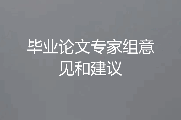 毕业论文专家组意见和建议