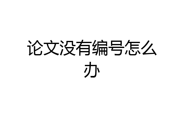 论文没有编号怎么办