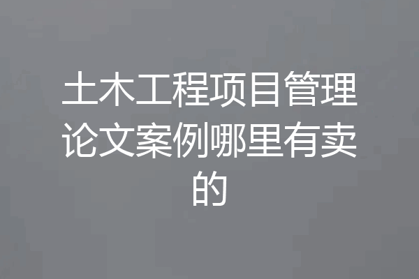 土木工程项目管理论文案例哪里有卖的
