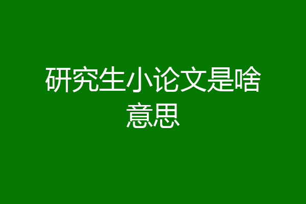 研究生小论文是啥意思
